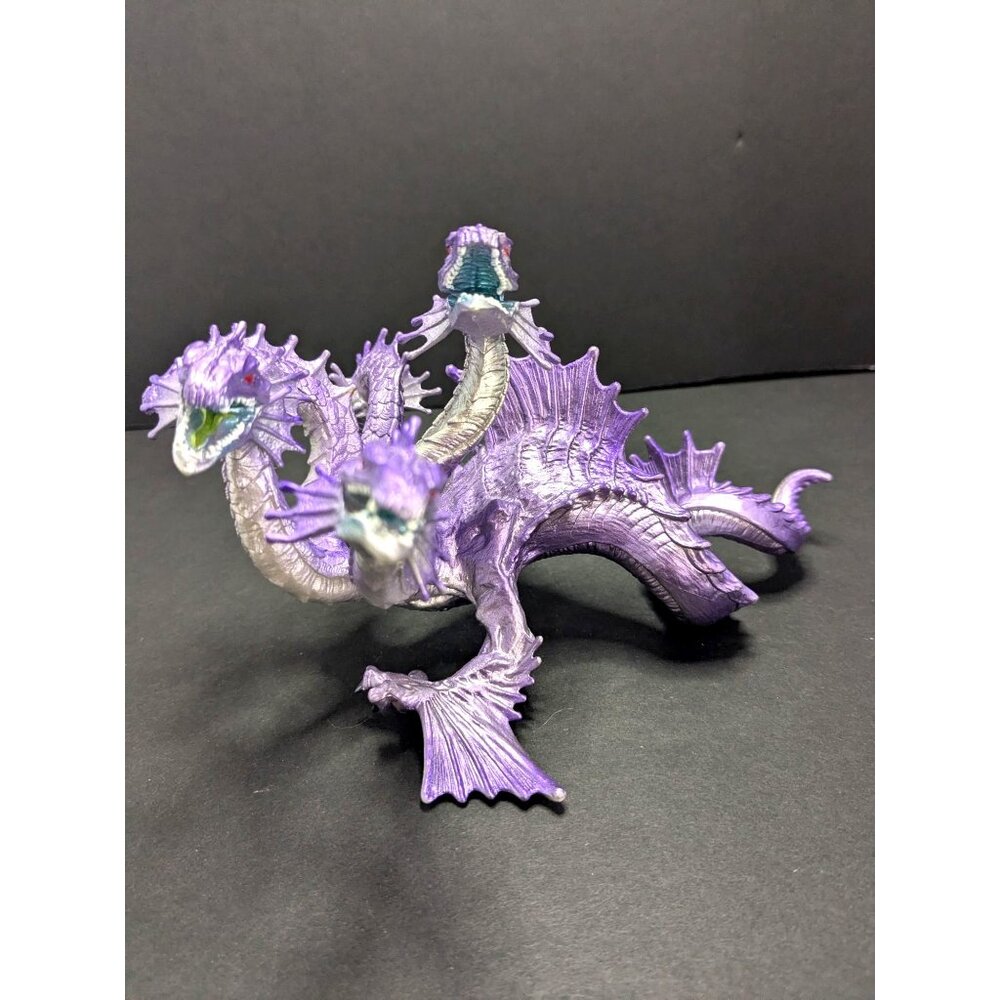 2012 Safari Ltd. Fantasy 5 Headed Purple Silver Hydra Dragon 7.5" Collectible